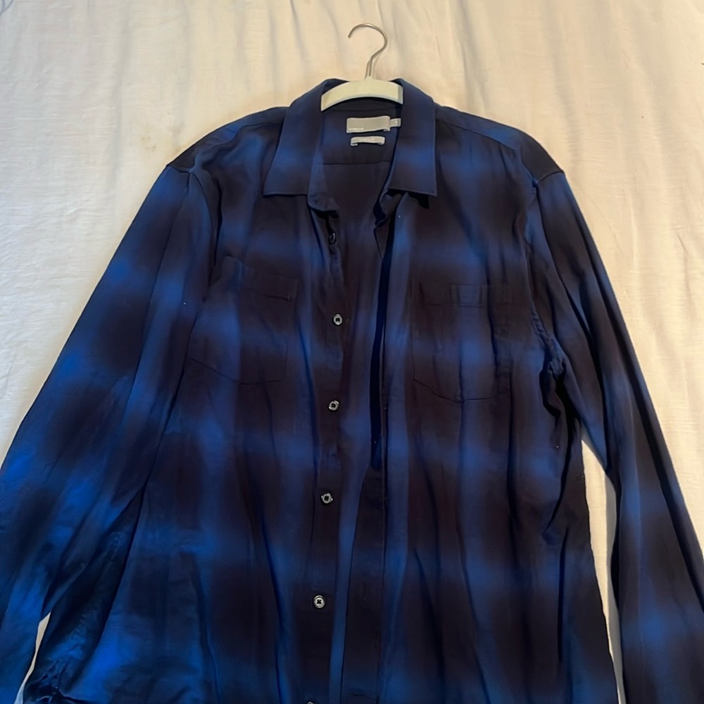 Vince xl long sleeve blue button down